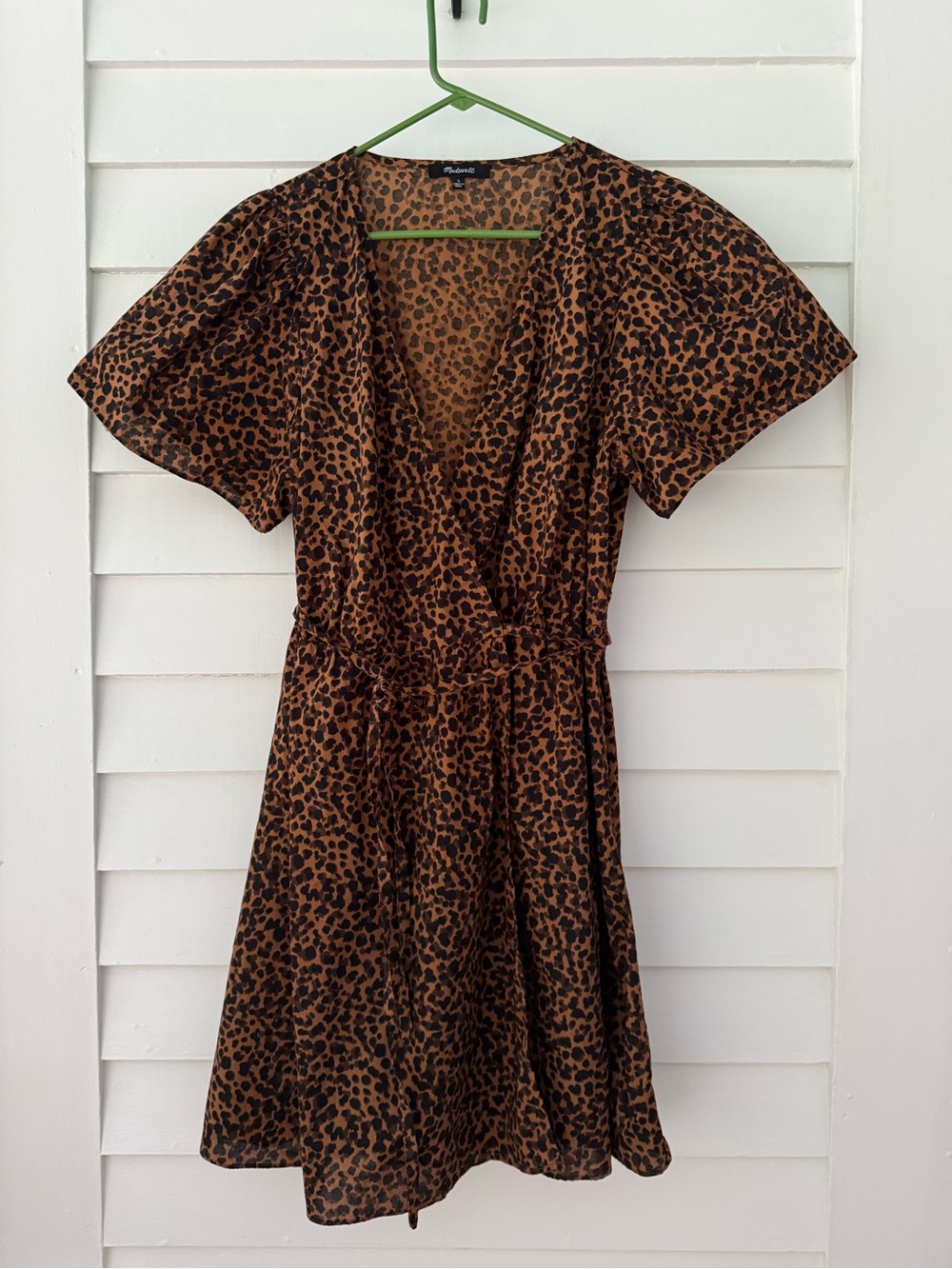 Madewell | Leopard Print Cotton Wrap Dress Size Large
